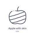 Linear apple with skin icon from Bistro and restaurant outline collection. Thin line apple with skin vector isolated on white