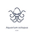 Linear aquarium octopus icon from Animals outline collection. Thin line aquarium octopus icon isolated on white background.