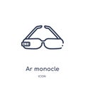 Linear ar monocle icon from Artificial intellegence and future technology outline collection. Thin line ar monocle vector isolated Royalty Free Stock Photo