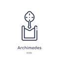 Linear archimedes principle icon from Education outline collection. Thin line archimedes principle icon isolated on white