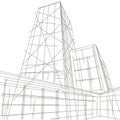 Linear architectural illustration skyscraper