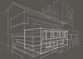 Linear architectural sketch concept abstract building gray