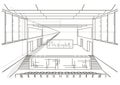 Linear architectural sketch concert hall Royalty Free Stock Photo