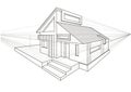 Linear architectural sketch detached house