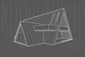 Linear sketch residental building - triangle forest cottage on gray background