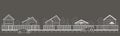 Linear architectural sketch village street front view on gray background