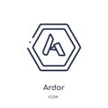 Linear ardor icon from Cryptocurrency economy and finance outline collection. Thin line ardor vector isolated on white background Royalty Free Stock Photo