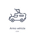 Linear armo vehicle icon from Army and war outline collection. Thin line armo vehicle vector isolated on white background. armo