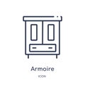 Linear armoire icon from Furniture and household outline collection. Thin line armoire icon isolated on white background. armoire