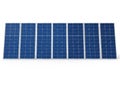 A linear array of solar panels against a white background Royalty Free Stock Photo