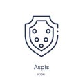 Linear aspis icon from Greece outline collection. Thin line aspis icon isolated on white background. aspis trendy illustration