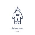 Linear astronaut ingravity icon from Astronomy outline collection. Thin line astronaut ingravity vector isolated on white Royalty Free Stock Photo