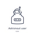 Linear astronaut user icon from Astronomy outline collection. Thin line astronaut user vector isolated on white background.