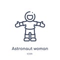 Linear astronaut woman icon from Ladies outline collection. Thin line astronaut woman icon isolated on white background. astronaut Royalty Free Stock Photo