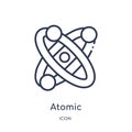 Linear atomic icon from Chemistry outline collection. Thin line atomic vector isolated on white background. atomic trendy