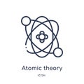 Linear atomic theory icon from Education outline collection. Thin line atomic theory icon isolated on white background. atomic