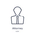 Linear attorney icon from Law and justice outline collection. Thin line attorney icon isolated on white background. attorney Royalty Free Stock Photo