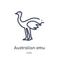 Linear australian emu icon from Culture outline collection. Thin line australian emu vector isolated on white background.