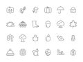 Linear autumn symbols. Vector icons set isolate