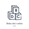 Linear baby abc cubes icon from Education outline collection. Thin line baby abc cubes icon isolated on white background. baby abc Royalty Free Stock Photo