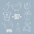 Linear baby boy items set