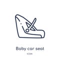 Linear baby car seat icon from Kids and baby outline collection. Thin line baby car seat icon isolated on white background. baby