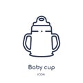 Linear baby cup icon from Kid and baby outline collection. Thin line baby cup icon isolated on white background. baby cup trendy