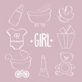 Linear baby girl items set