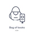 Linear bag of books icon from Education outline collection. Thin line bag of books vector isolated on white background. bag of Royalty Free Stock Photo