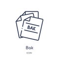 Linear bak icon from File type outline collection. Thin line bak vector isolated on white background. bak trendy illustration Royalty Free Stock Photo