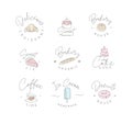 Linear bakery and dessert labels with lettering light