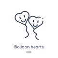 Linear balloon hearts icon from Gaming outline collection. Thin line balloon hearts icon isolated on white background. balloon