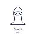 Linear bandit icon from Desert outline collection. Thin line bandit vector isolated on white background. bandit trendy