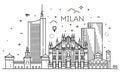 Linear banner of Milan city Royalty Free Stock Photo