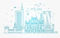 Linear banner of Milan city