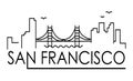 Linear banner of San Francisco city. All San Francisco buildings - customizable objects with opacity mask, so you can simple chang