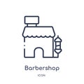 Linear barbershop icon from Hotel and restaurant outline collection. Thin line barbershop icon isolated on white background.