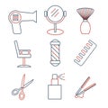 Linear barbershop icons set. Universal hairstyle icon to use in web and mobile UI