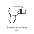 Linear barcode scanner icon from Ecommerce and payment outline collection. Thin line barcode scanner vector isolated on white