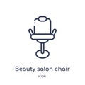 Linear beauty salon chair icon from Beauty outline collection. Thin line beauty salon chair vector isolated on white background.