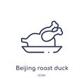 Linear beijing roast duck icon from Culture outline collection. Thin line beijing roast duck vector isolated on white background.