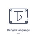 Linear bengali language icon from India outline collection. Thin line bengali language icon isolated on white background. bengali