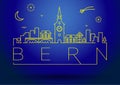 Linear Bern City Silhouette with Typographic Design