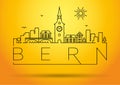 Linear Bern City Silhouette with Typographic Design