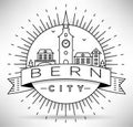 Linear Bern City Silhouette with Typographic Design