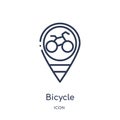 Linear bicycle icon from Maps and Flags outline collection. Thin line bicycle icon isolated on white background. bicycle trendy