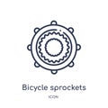 Linear bicycle sprockets icon from Mechanicons outline collection. Thin line bicycle sprockets icon isolated on white background.