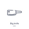 Linear big knife icon from Bistro and restaurant outline collection. Thin line big knife vector isolated on white background. big Royalty Free Stock Photo