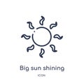 Linear big sun shining icon from Astronomy outline collection. Thin line big sun shining vector isolated on white background. big