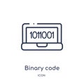 Linear binary code icon from Artifical intelligence outline collection. Thin line binary code vector isolated on white background